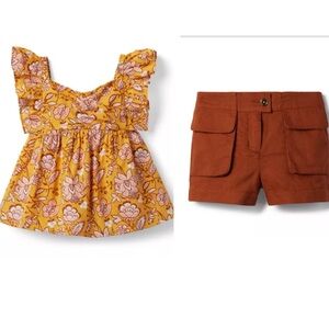 Janie&Jack Floral Paisley Top & Linen Cargo Shorts